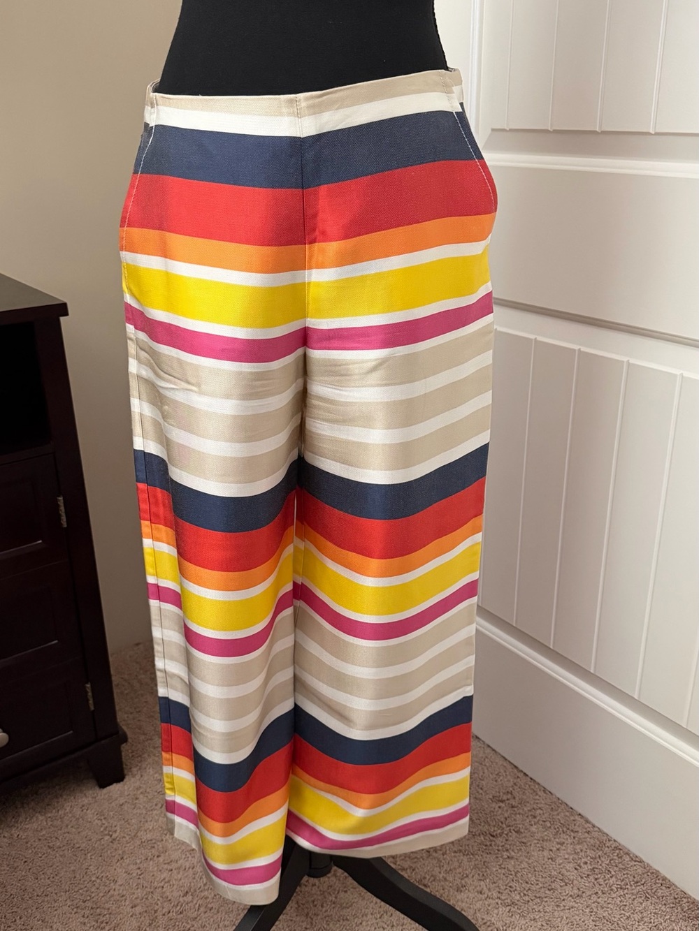 Trina Turk Multicolor Striped Pants with Pink and Navy Accents